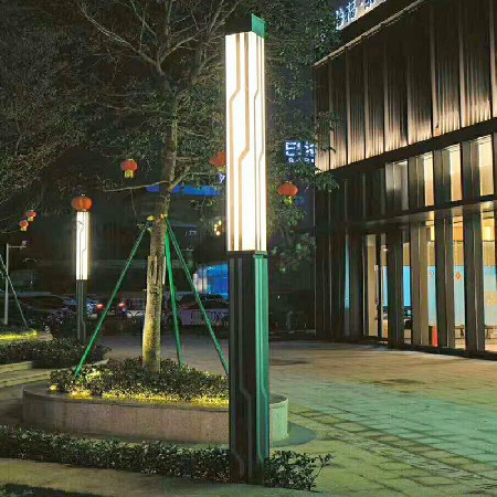 方形景觀燈豎條紋廣場照明戶外簡約景觀燈柱特色LED現代庭院燈