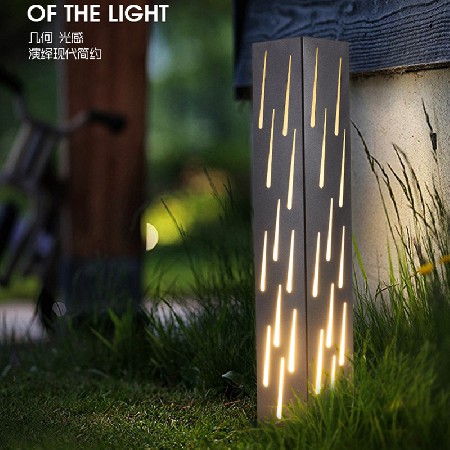 流星雨款庭院燈特色LOGO鏤空工藝方形不銹鋼方形景觀燈柱廠家批發