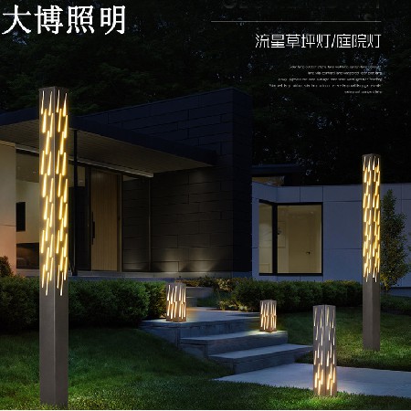 流星雨款庭院燈特色LOGO鏤空工藝方形不銹鋼方形景觀燈柱廠家批發